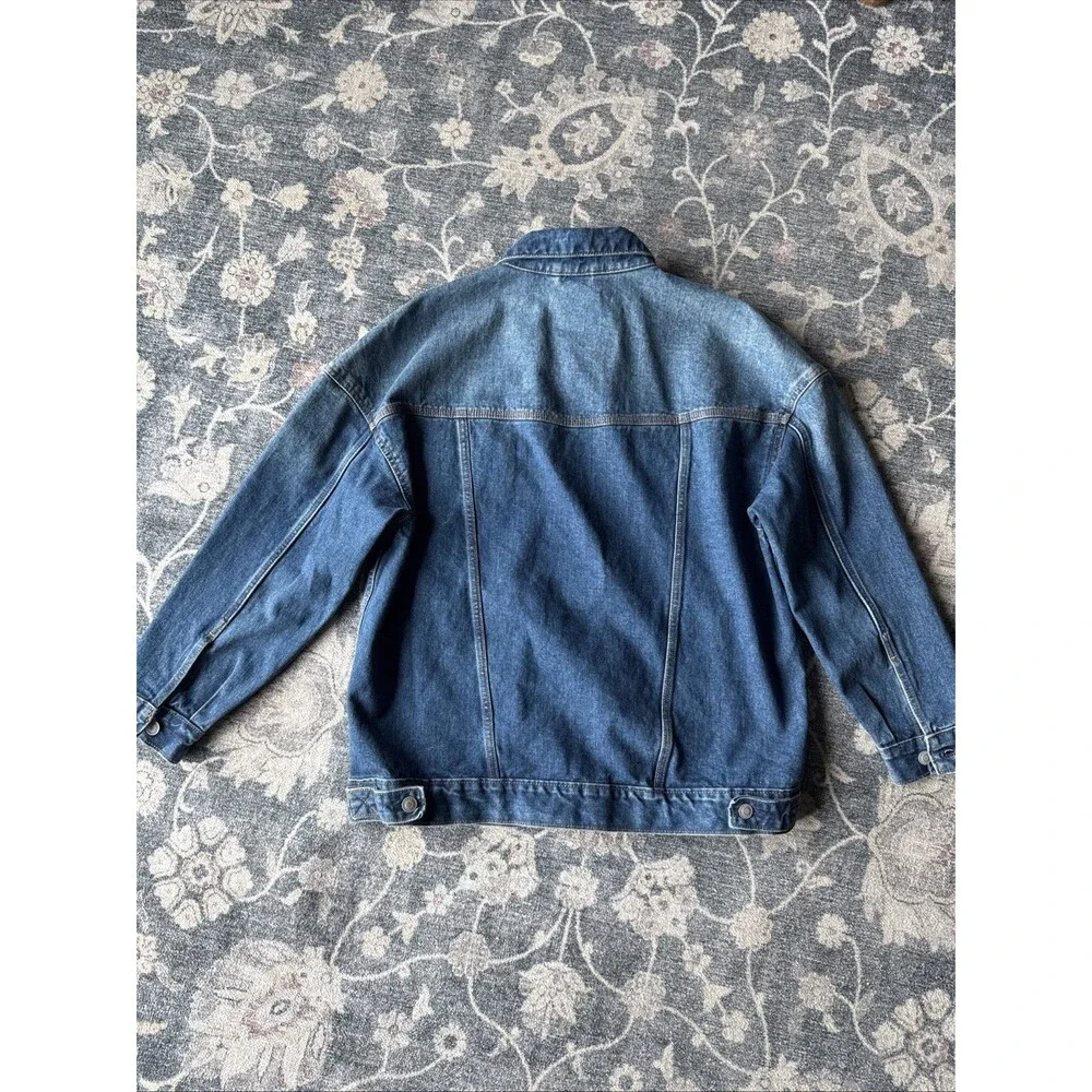ASOS Denim Oversized Jacket Blue Collared Button Long Sleeve Jean UK 10 - Picture 6 of 6